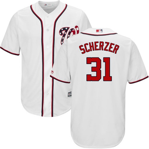 Nationals #31 Max Scherzer White New Cool Base Stitched MLB Jersey - Click Image to Close